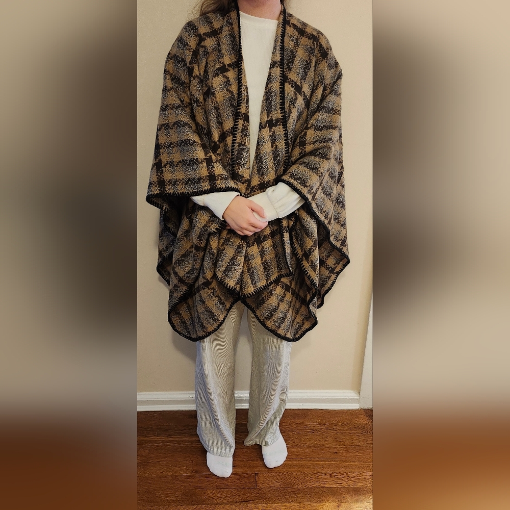Brown and Black Patterned Cape/Wrap